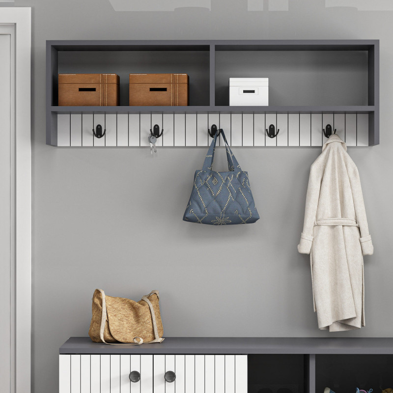 Gancho de pared Sarandon Antracita Blanco Practica Hogar Gancho de pared Sarandon Antracita Blanco Practica Hogar