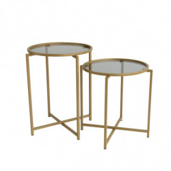 Set mesas de café S406 humo oro Practica Hogar