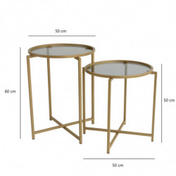Set mesas de café S406 humo oro Practica Hogar