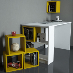 Escritorio de estudio Box blanco amarillo Practica Hogar