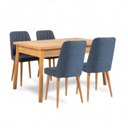 Set mesa comedor extensible y sillas (6 piezas) Santiago roble azul oscuro Practica Hogar