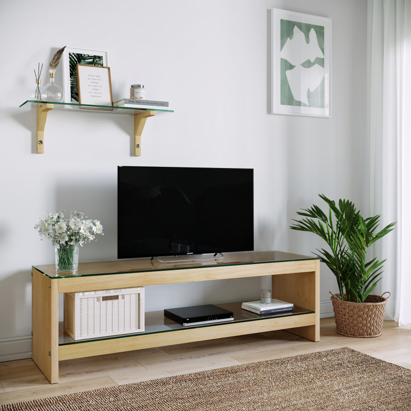 Mueble TV con estante TV302 roble Practica Hogar Mueble TV con estante TV302 roble Practica Hogar