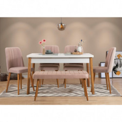 Set mesa y sillas (6 piezas) Costa 0900 2 AB pino atlántico blanco piedra Practica Hogar