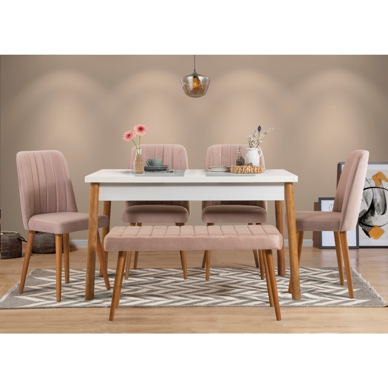Set mesa y sillas (6 piezas) Costa 0900 2 AB pino atlántico blanco piedra Practica Hogar Set mesa y sillas (6 piezas) Costa 0900 2 AB pino atlántico blanco piedra Practica Hogar