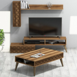 Conjunto de muebles de salón Planet nogal Practica Hogar