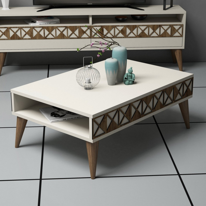 Mesa de centro Line crema Practica Hogar Mesa de centro Line crema Practica Hogar