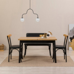 Set mesa comedor extensible y sillas (4 piezas) Oliver- V2 negro Practica Hogar