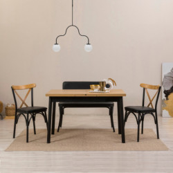 Set mesa comedor extensible y sillas (4 piezas) Oliver- V2 negro Practica Hogar