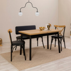 Set mesa comedor extensible y sillas (4 piezas) Oliver- V2 negro Practica Hogar