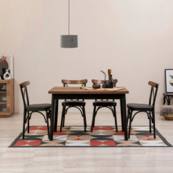 Set mesa comedor extensible y sillas (5 piezas) Oliver negro Practica Hogar