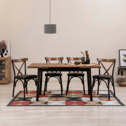 Set mesa comedor extensible y sillas (5 piezas) Oliver negro Practica Hogar