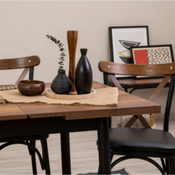 Set mesa comedor extensible y sillas (5 piezas) Oliver negro Practica Hogar