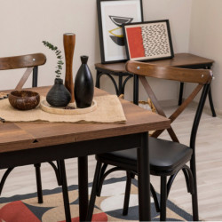 Set mesa comedor extensible y sillas (5 piezas) Oliver negro Practica Hogar