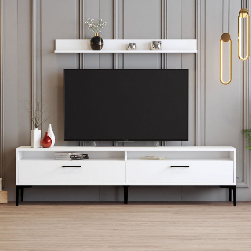 Mueble TV con estante istanbul blanco Practica Hogar Mueble TV con estante istanbul blanco Practica Hogar