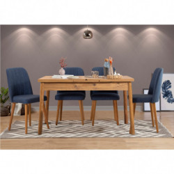 Set mesa comedor extensible y sillas (5 piezas) Santiago V2 pino atlántico azul marino Practica Hogar