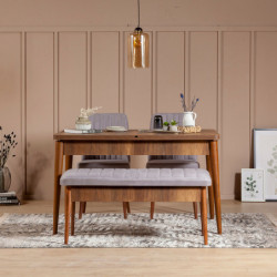 Set mesa comedor extensible y sillas (4 piezas) Vina 0701 nogal Practica Hogar