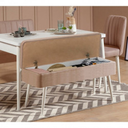 Set mesa comedor extensible y sillas (4 piezas) Vina 0900 3 piedra blanco Practica Hogar