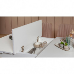 Set mesa comedor extensible y sillas (4 piezas) Vina 0900 3 piedra blanco Practica Hogar