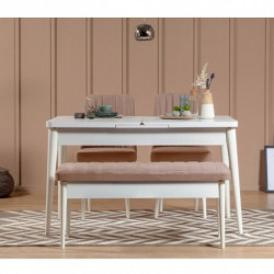 Set mesa comedor extensible y sillas (4 piezas) Vina 0900 piedra blanco Practica Hogar