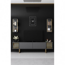Conjunto de muebles de salón Gold Line dorado antracita Practica Hogar