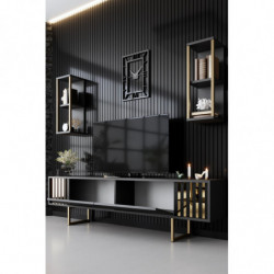 Conjunto de muebles de salón Gold Line dorado antracita Practica Hogar