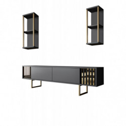 Conjunto de muebles de salón Gold Line dorado antracita Practica Hogar
