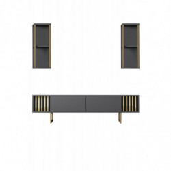 Conjunto de muebles de salón Gold Line dorado antracita Practica Hogar