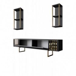 Conjunto de muebles de salón Gold Line dorado antracita Practica Hogar