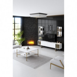 Conjunto de muebles de salón Line dorado blanco Practica Hogar