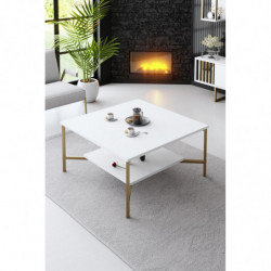 Conjunto de muebles de salón Line dorado blanco Practica Hogar