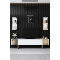 Conjunto de muebles de salón Line dorado blanco Practica Hogar