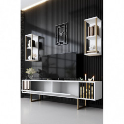 Conjunto de muebles de salón Line dorado blanco Practica Hogar