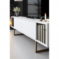 Conjunto de muebles de salón Line dorado blanco Practica Hogar