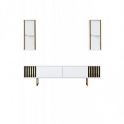 Conjunto de muebles de salón Line dorado blanco Practica Hogar