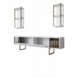 Conjunto de muebles de salón Line dorado blanco Practica Hogar
