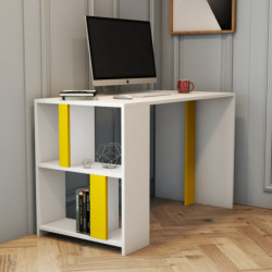 Escritorio de estudio Lima blanco amarillo Practica Hogar