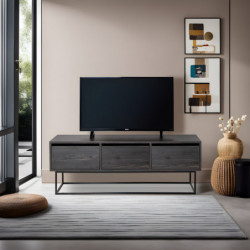 Mueble TV Kordon 140 negro marrón oscuro Practica Hogar