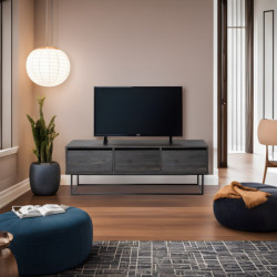 Mueble TV Kordon 140 negro marrón oscuro Practica Hogar