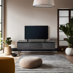 Mueble TV Kordon 140 negro marrón oscuro Practica Hogar