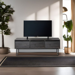 Mueble TV Kordon 140 negro marrón oscuro Practica Hogar