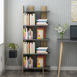Librería Elas Antracita Negro Roble Practica Hogar