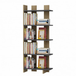 Librería Elas Antracita Negro Roble Practica Hogar