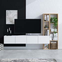 Mueble TV con estante Pana roble blanco Practica Hogar