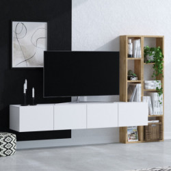 Mueble TV con estante Pana roble blanco Practica Hogar