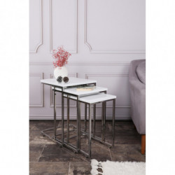 Set mesas de café (3 piezas) Ce Metal Zigon-9406 blanco Practica Hogar