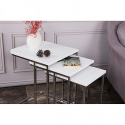 Set mesas de café (3 piezas) Ce Metal Zigon-9406 blanco Practica Hogar