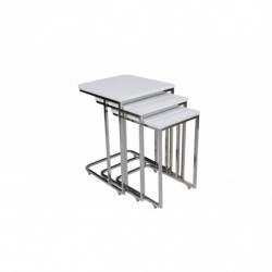 Set mesas de café (3 piezas) Ce Metal Zigon-9406 blanco Practica Hogar