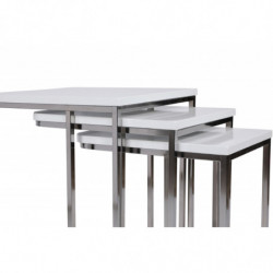Set mesas de café (3 piezas) Ce Metal Zigon-9406 blanco Practica Hogar