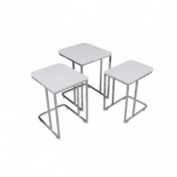 Set mesas de café (3 piezas) Ce Metal Zigon-9406 blanco Practica Hogar