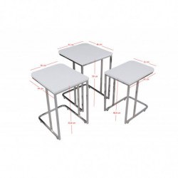 Set mesas de café (3 piezas) Ce Metal Zigon-9406 blanco Practica Hogar
